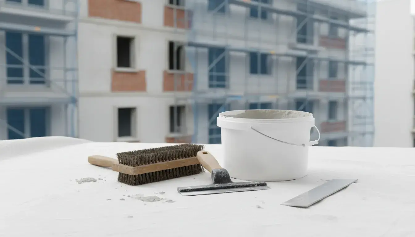 Outils de ravalement professionnel et produits de qualité sur un chantier à Talence