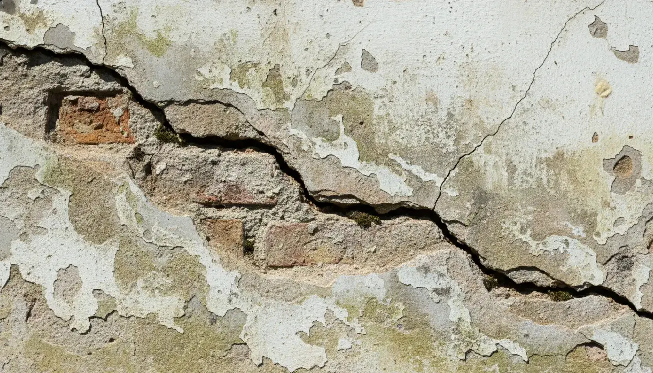 Gros plan sur une fissure non traitée sur un mur à Eysines avant intervention