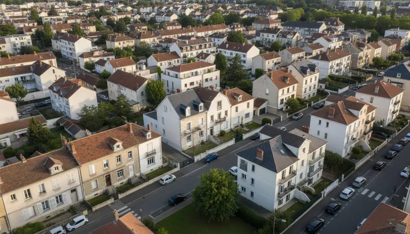 Vue sur les maisons de Mérignac montrant l'importance d'un ravalement de façade réussi.